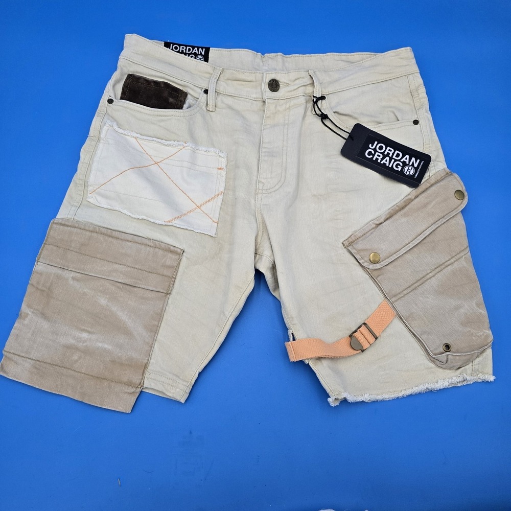 Men's JORDAN CRAIG Travis Cargo Shorts Earth Khaki/Orange NWT Sz‎ 34